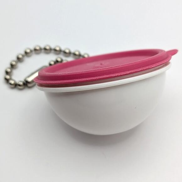 Vintage Plastic Tupperware Miniature Thatsabowl Pink Lid Keychain Trinket - Picture 3 of 6